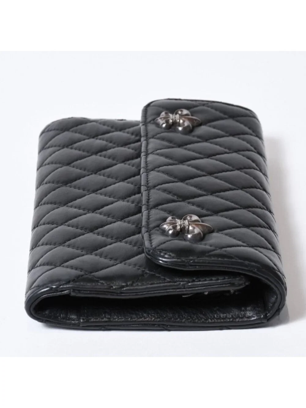 Chrome Hearts Quilted Leather Wallet BS Flare Lambskin Black